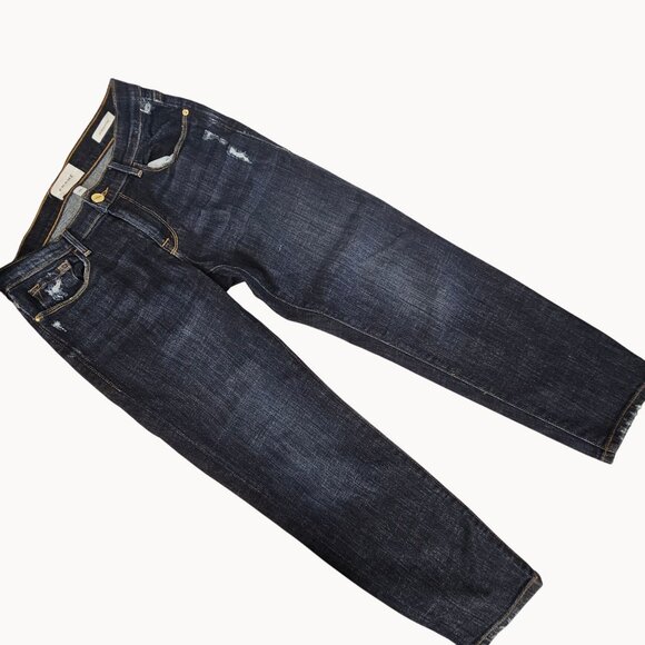 Womens Bootcut Slim Dark Washed Denim Jeans Casual Comfort Ankle Cropped 24 - Picture 2 of 16